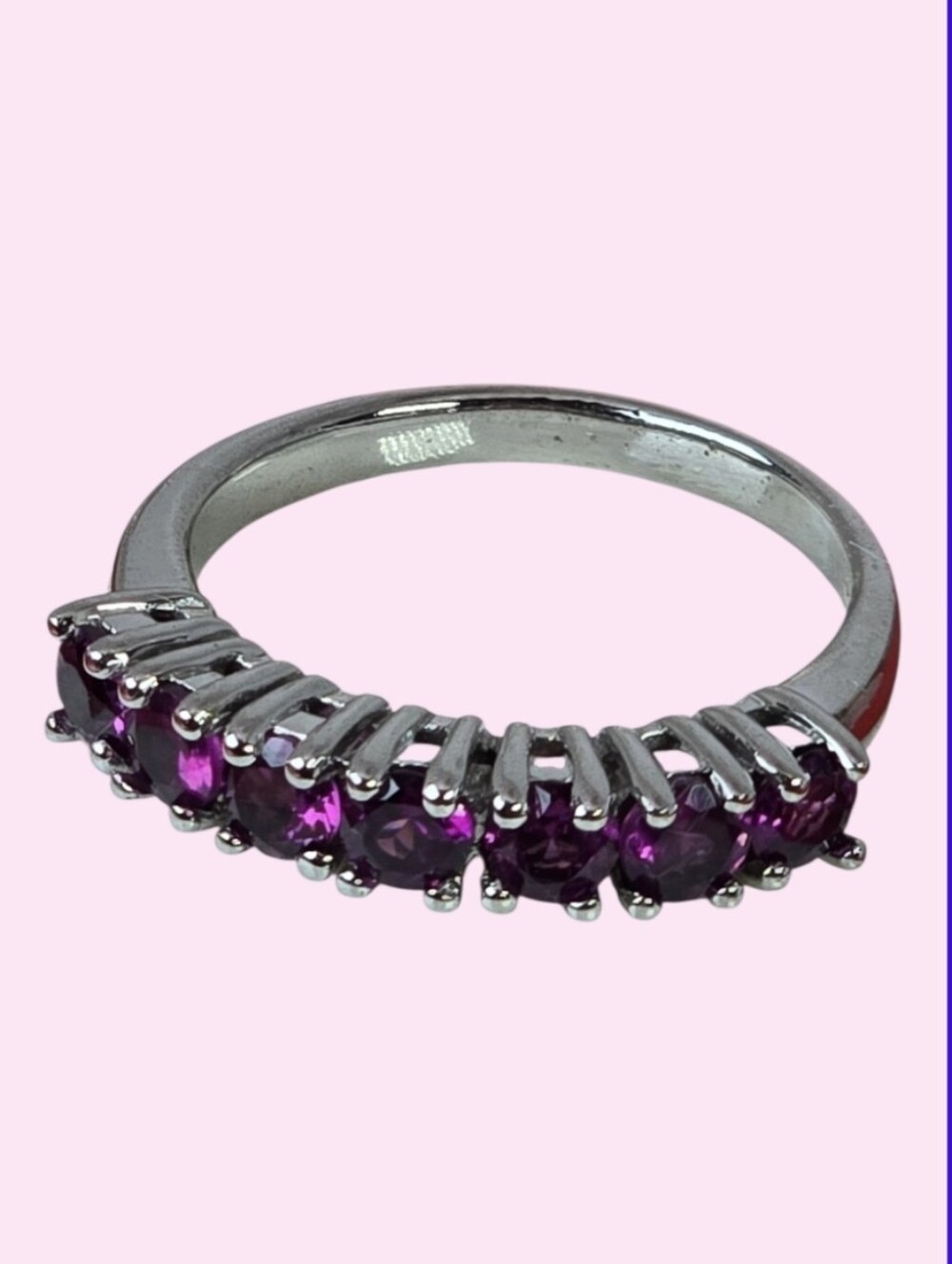925 Sterling Silver Ring‎ with Natural Rhodolite Garnet 3.5mm